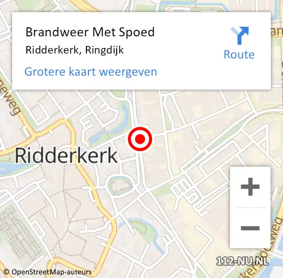Locatie op kaart van de 112 melding: Brandweer Met Spoed Naar Ridderkerk, Ringdijk op 11 april 2024 16:46
