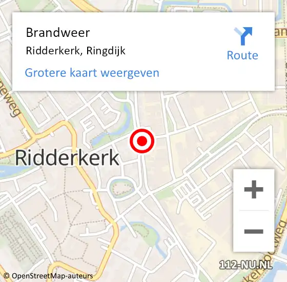 Locatie op kaart van de 112 melding: Brandweer Ridderkerk, Ringdijk op 11 april 2024 16:46