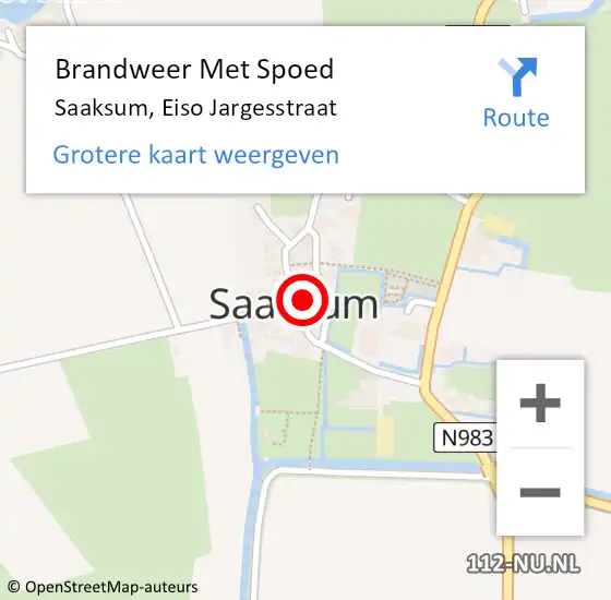 Locatie op kaart van de 112 melding: Brandweer Met Spoed Naar Saaksum, Eiso Jargesstraat op 11 april 2024 16:51