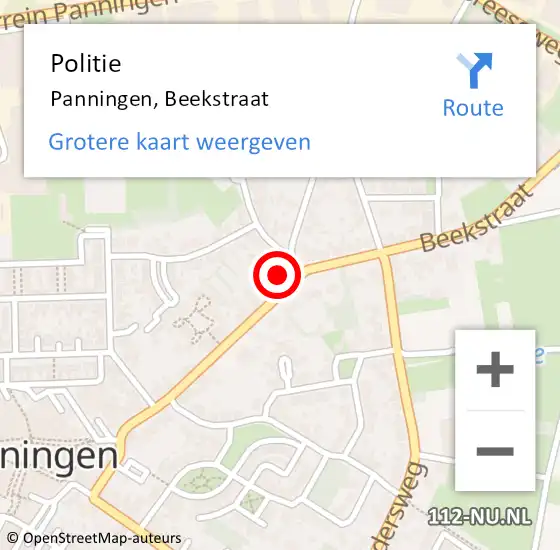 Locatie op kaart van de 112 melding: Politie Panningen, Beekstraat op 11 april 2024 17:01