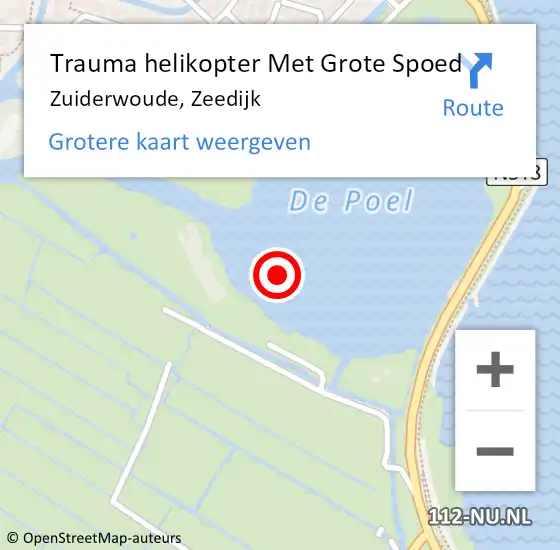 Locatie op kaart van de 112 melding: Trauma helikopter Met Grote Spoed Naar Zuiderwoude, Zeedijk op 11 april 2024 17:18