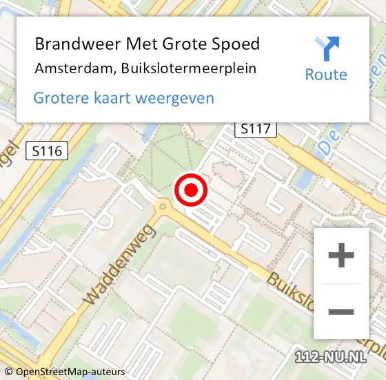 Locatie op kaart van de 112 melding: Brandweer Met Grote Spoed Naar Amsterdam, Buikslotermeerplein op 11 april 2024 17:33