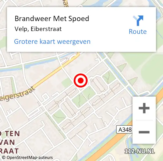 Locatie op kaart van de 112 melding: Brandweer Met Spoed Naar Velp, Eiberstraat op 11 april 2024 17:51