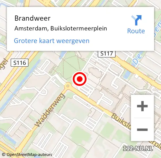 Locatie op kaart van de 112 melding: Brandweer Amsterdam, Buikslotermeerplein op 11 april 2024 18:01