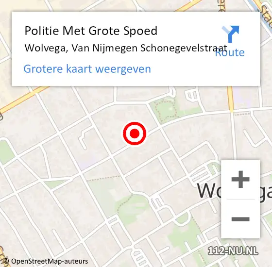 Locatie op kaart van de 112 melding: Politie Met Grote Spoed Naar Wolvega, Van Nijmegen Schonegevelstraat op 11 april 2024 18:33