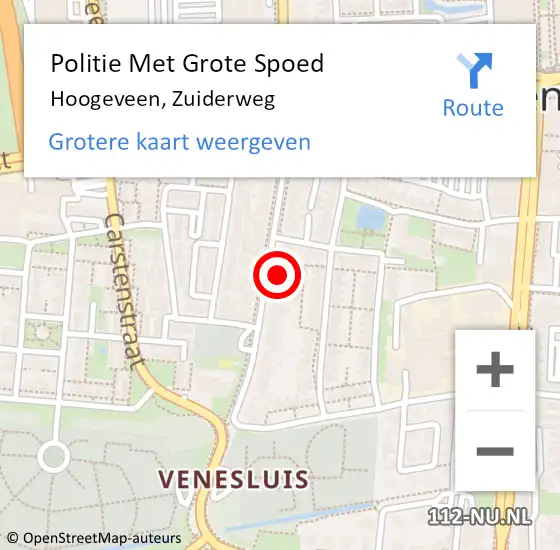 Locatie op kaart van de 112 melding: Politie Met Grote Spoed Naar Hoogeveen, Zuiderweg op 11 april 2024 18:38