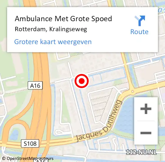 Locatie op kaart van de 112 melding: Ambulance Met Grote Spoed Naar Rotterdam, Kralingseweg op 11 april 2024 18:50
