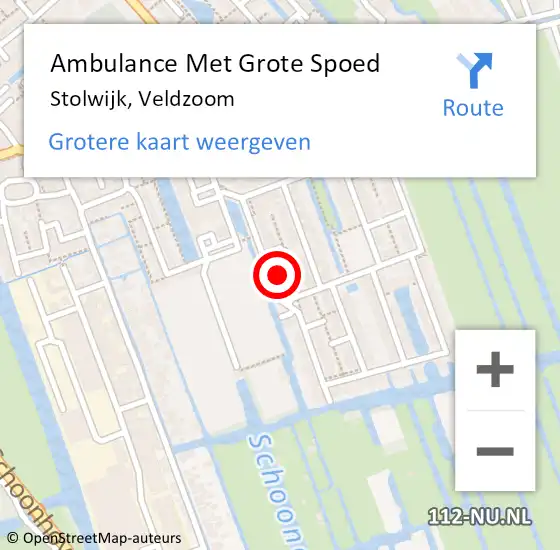 Locatie op kaart van de 112 melding: Ambulance Met Grote Spoed Naar Stolwijk, Veldzoom op 11 april 2024 18:51