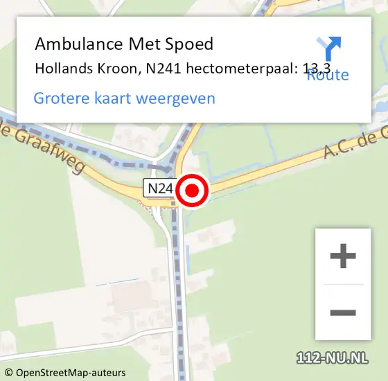 Locatie op kaart van de 112 melding: Ambulance Met Spoed Naar Hollands Kroon, N241 hectometerpaal: 13,3 op 11 april 2024 19:25