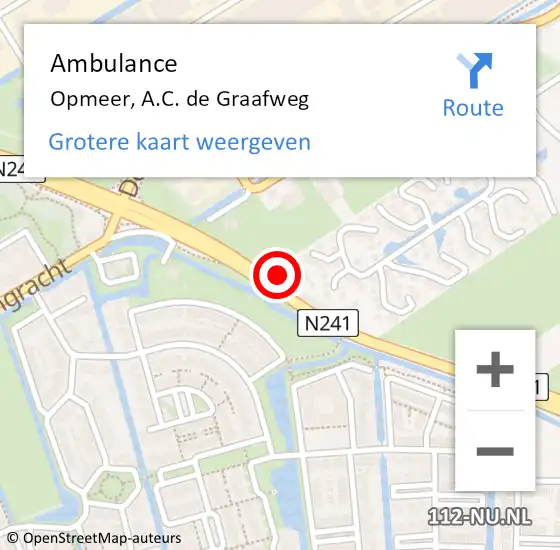 Locatie op kaart van de 112 melding: Ambulance Opmeer, A.C. de Graafweg op 11 april 2024 19:26