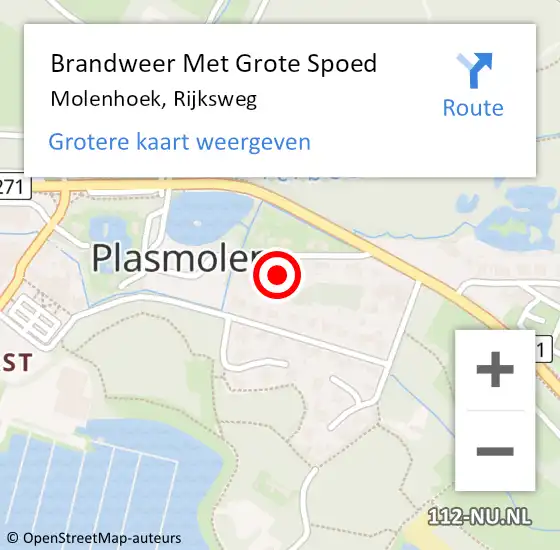 Locatie op kaart van de 112 melding: Brandweer Met Grote Spoed Naar Molenhoek, Rijksweg op 11 april 2024 19:53