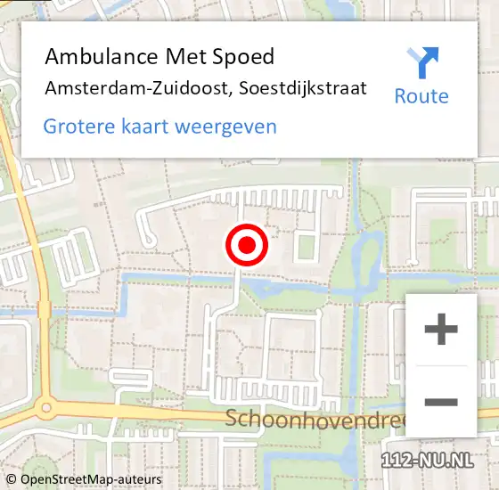 Locatie op kaart van de 112 melding: Ambulance Met Spoed Naar Amsterdam, Soestdijkstraat op 11 april 2024 20:06