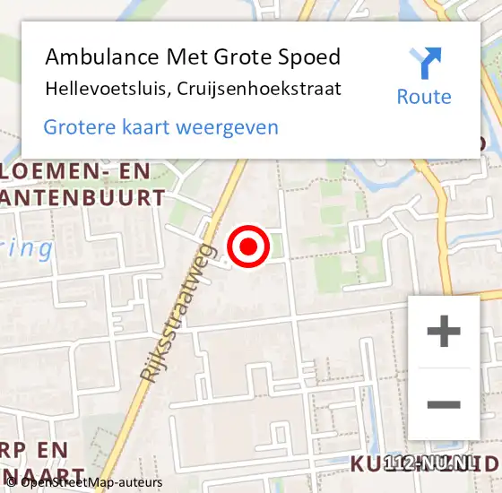 Locatie op kaart van de 112 melding: Ambulance Met Grote Spoed Naar Hellevoetsluis, Cruijsenhoekstraat op 11 april 2024 20:44