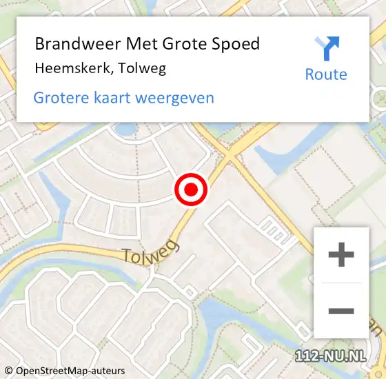 Locatie op kaart van de 112 melding: Brandweer Met Grote Spoed Naar Heemskerk, Tolweg op 11 april 2024 21:33
