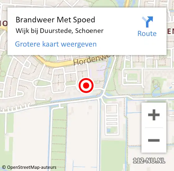 Locatie op kaart van de 112 melding: Brandweer Met Spoed Naar Wijk bij Duurstede, Schoener op 11 april 2024 21:45