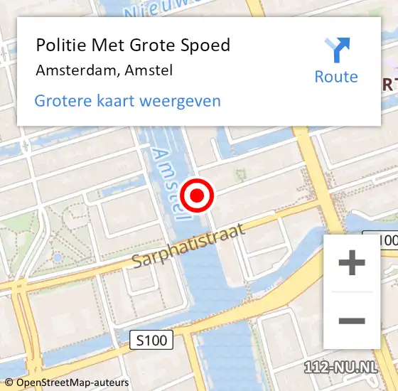 Locatie op kaart van de 112 melding: Politie Met Grote Spoed Naar Amsterdam, Amstel op 11 april 2024 22:42