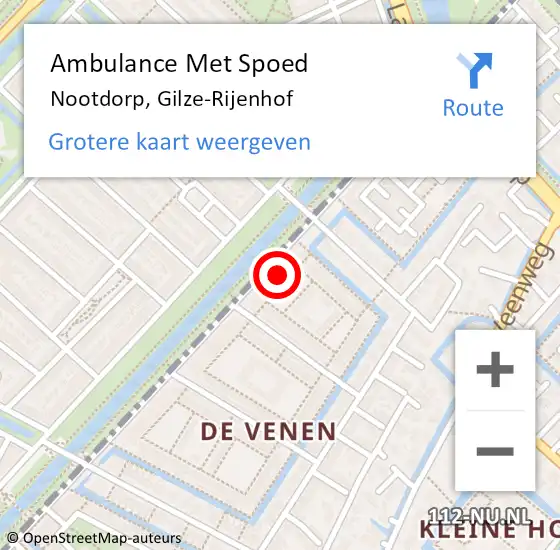 Locatie op kaart van de 112 melding: Ambulance Met Spoed Naar Nootdorp, Gilze-Rijenhof op 11 april 2024 22:59