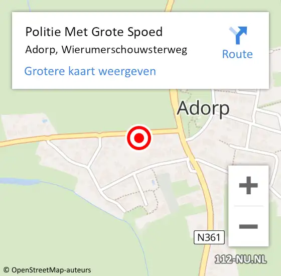 Locatie op kaart van de 112 melding: Politie Met Grote Spoed Naar Adorp, Wierumerschouwsterweg op 11 april 2024 23:11