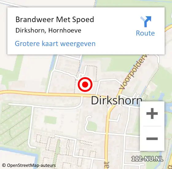 Locatie op kaart van de 112 melding: Brandweer Met Spoed Naar Dirkshorn, Hornhoeve op 11 april 2024 23:25