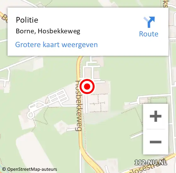Locatie op kaart van de 112 melding: Politie Borne, Hosbekkeweg op 11 april 2024 23:50
