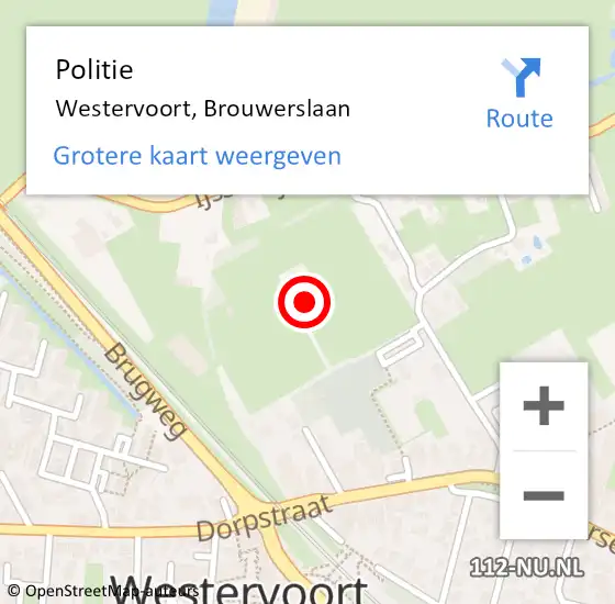 Locatie op kaart van de 112 melding: Politie Westervoort, Brouwerslaan op 12 april 2024 00:21