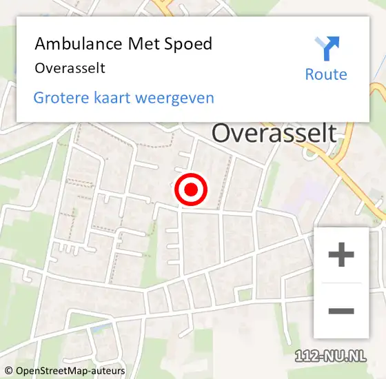 Locatie op kaart van de 112 melding: Ambulance Met Spoed Naar Overasselt op 12 april 2024 00:23