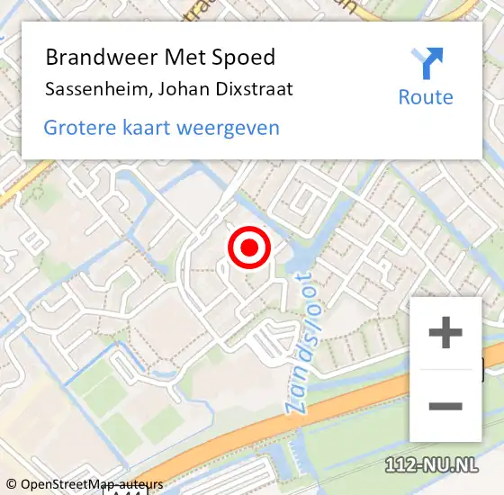 Locatie op kaart van de 112 melding: Brandweer Met Spoed Naar Sassenheim, Johan Dixstraat op 12 april 2024 01:50