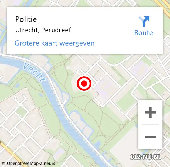 Locatie op kaart van de 112 melding: Politie Utrecht, Perudreef op 12 april 2024 02:40