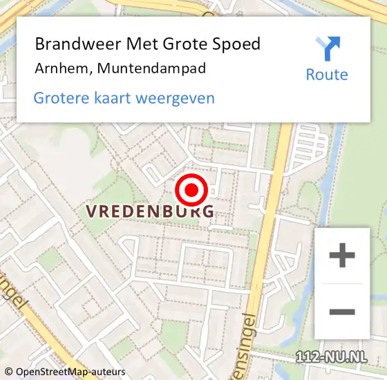 Locatie op kaart van de 112 melding: Brandweer Met Grote Spoed Naar Arnhem, Muntendampad op 12 april 2024 04:16