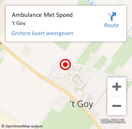 Locatie op kaart van de 112 melding: Ambulance Met Spoed Naar 't Goy op 12 april 2024 06:34
