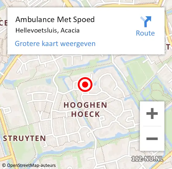 Locatie op kaart van de 112 melding: Ambulance Met Spoed Naar Hellevoetsluis, Acacia op 12 april 2024 06:49