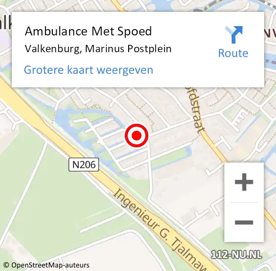 Locatie op kaart van de 112 melding: Ambulance Met Spoed Naar Valkenburg, Marinus Postplein op 12 april 2024 07:30