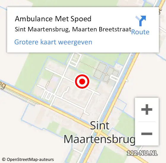 Locatie op kaart van de 112 melding: Ambulance Met Spoed Naar Sint Maartensbrug, Maarten Breetstraat op 12 april 2024 07:32