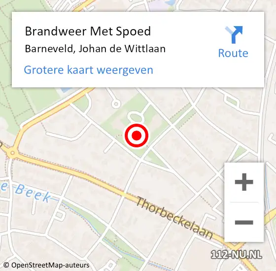 Locatie op kaart van de 112 melding: Brandweer Met Spoed Naar Barneveld, Johan de Wittlaan op 12 april 2024 08:21