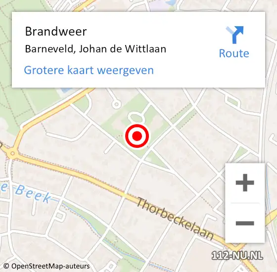 Locatie op kaart van de 112 melding: Brandweer Barneveld, Johan de Wittlaan op 12 april 2024 08:22