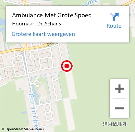 Locatie op kaart van de 112 melding: Ambulance Met Grote Spoed Naar Hoornaar, De Schans op 12 april 2024 08:28