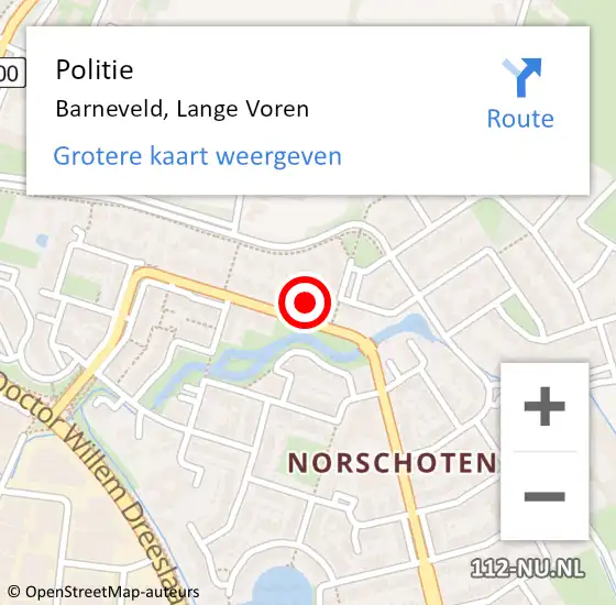 Locatie op kaart van de 112 melding: Politie Barneveld, Lange Voren op 12 april 2024 08:47