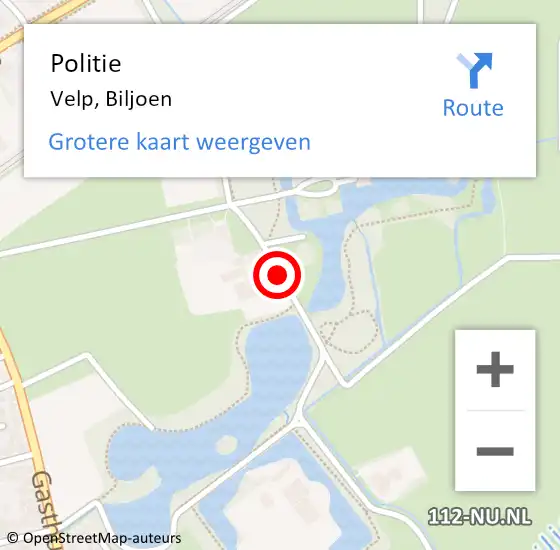 Locatie op kaart van de 112 melding: Politie Velp, Biljoen op 12 april 2024 08:50