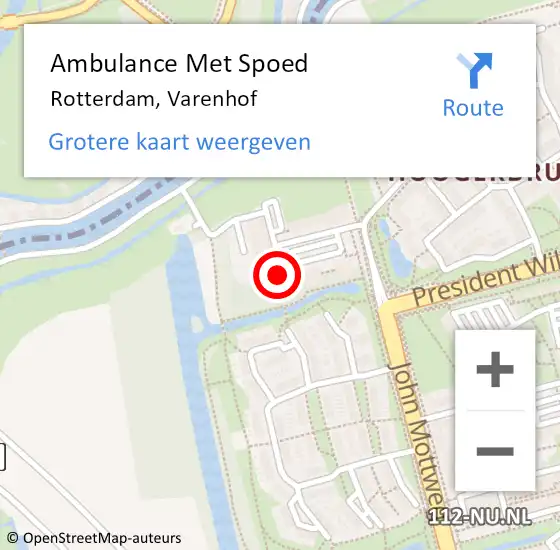 Locatie op kaart van de 112 melding: Ambulance Met Spoed Naar Rotterdam, Varenhof op 12 april 2024 08:54