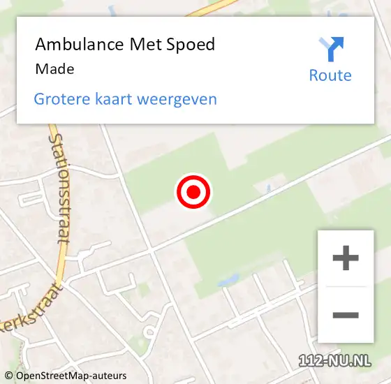 Locatie op kaart van de 112 melding: Ambulance Met Spoed Naar Made op 12 april 2024 08:56
