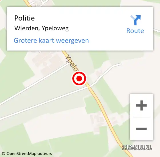 Locatie op kaart van de 112 melding: Politie Wierden, Ypeloweg op 12 april 2024 08:56