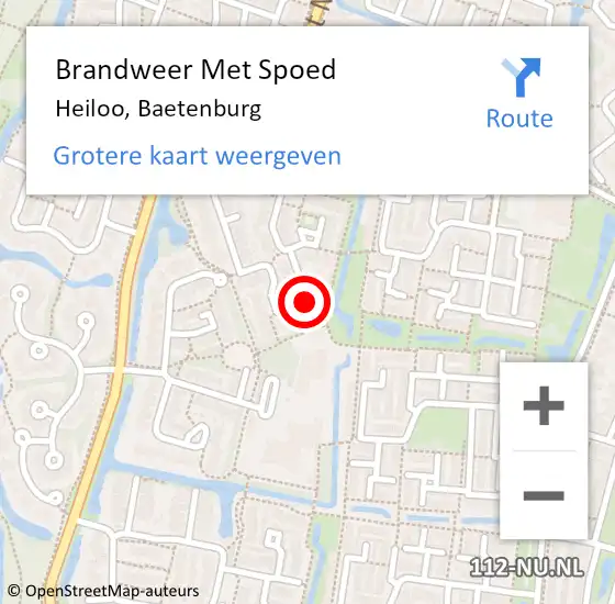 Locatie op kaart van de 112 melding: Brandweer Met Spoed Naar Heiloo, Baetenburg op 12 april 2024 09:02