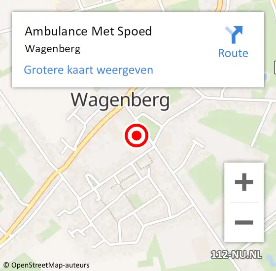 Locatie op kaart van de 112 melding: Ambulance Met Spoed Naar Wagenberg op 12 april 2024 09:24