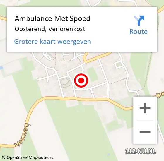 Locatie op kaart van de 112 melding: Ambulance Met Spoed Naar Oosterend, Verlorenkost op 12 april 2024 09:25