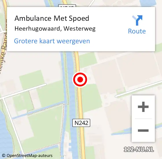 Locatie op kaart van de 112 melding: Ambulance Met Spoed Naar Heerhugowaard, Westerweg op 12 april 2024 09:25