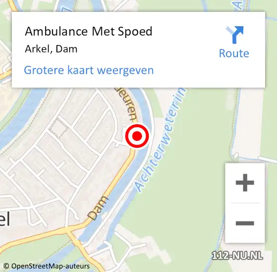 Locatie op kaart van de 112 melding: Ambulance Met Spoed Naar Arkel, Dam op 12 april 2024 09:42