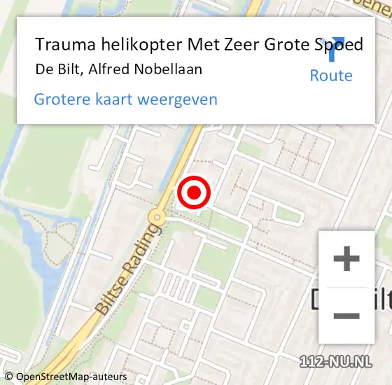 Locatie op kaart van de 112 melding: Trauma helikopter Met Zeer Grote Spoed Naar De Bilt, Alfred Nobellaan op 12 april 2024 09:55
