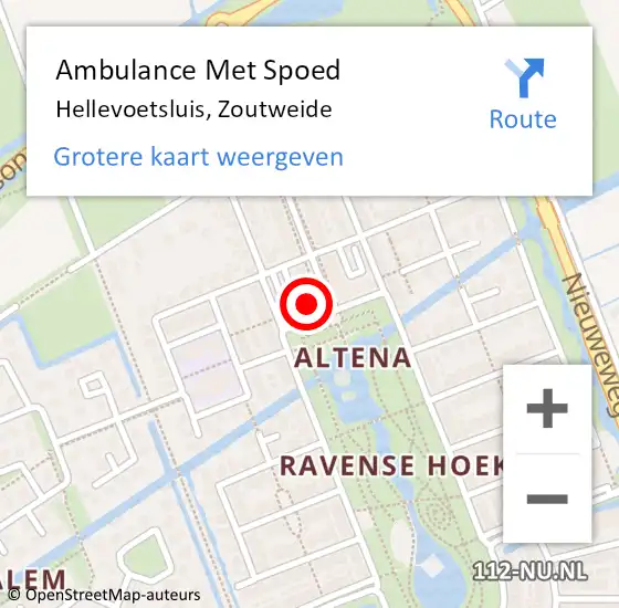 Locatie op kaart van de 112 melding: Ambulance Met Spoed Naar Hellevoetsluis, Zoutweide op 12 april 2024 10:20