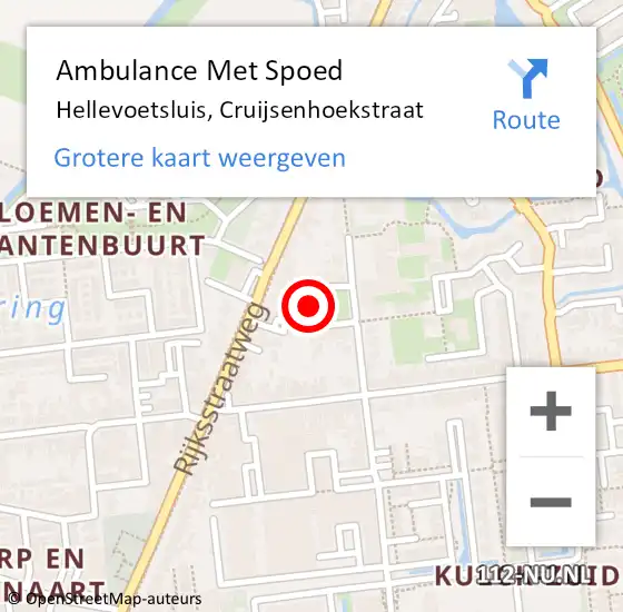 Locatie op kaart van de 112 melding: Ambulance Met Spoed Naar Hellevoetsluis, Cruijsenhoekstraat op 12 april 2024 10:22