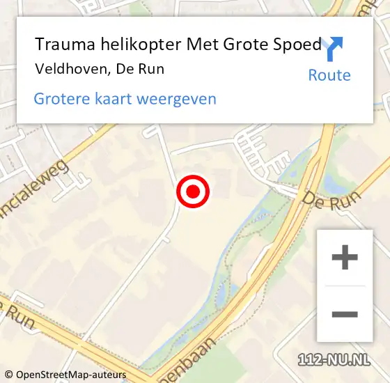 Locatie op kaart van de 112 melding: Trauma helikopter Met Grote Spoed Naar Veldhoven, De Run op 12 april 2024 11:10